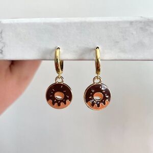 Frosted Donut Gold Huggie Hoops